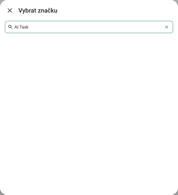 Vyhledání AI Task v dialogu Přidat integraci v českém RichPear Home bez výsledku
