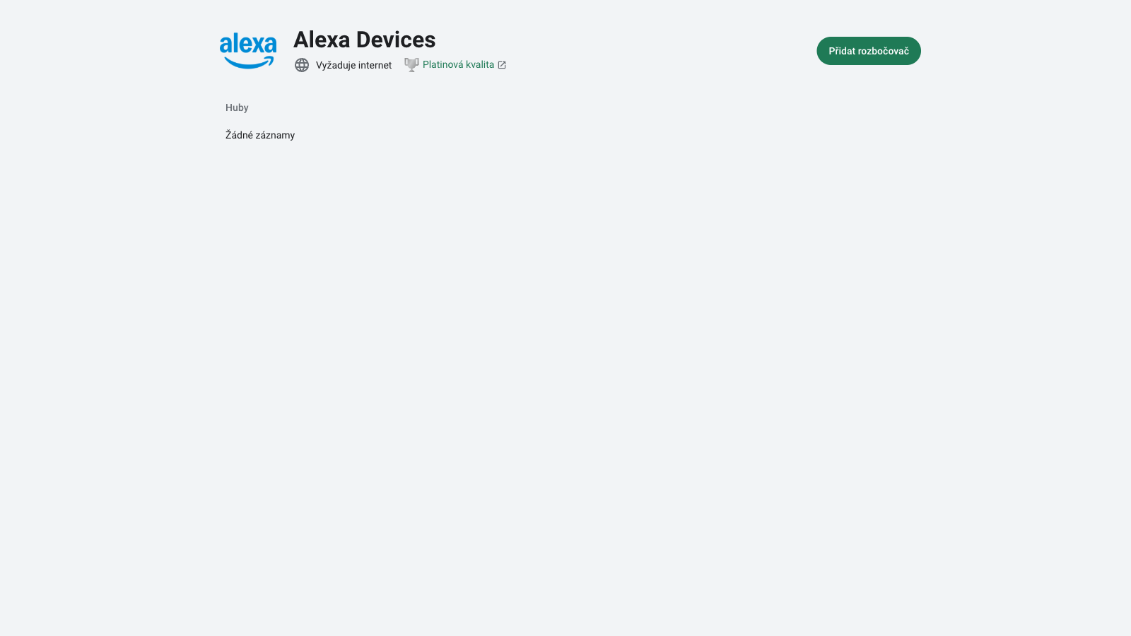 Stránka integrace Alexa Devices v českém RichPear Home
