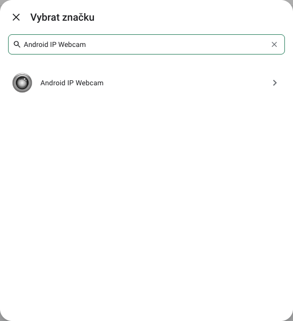 Vyhledání integrace Android IP Webcam v českém RichPear Home