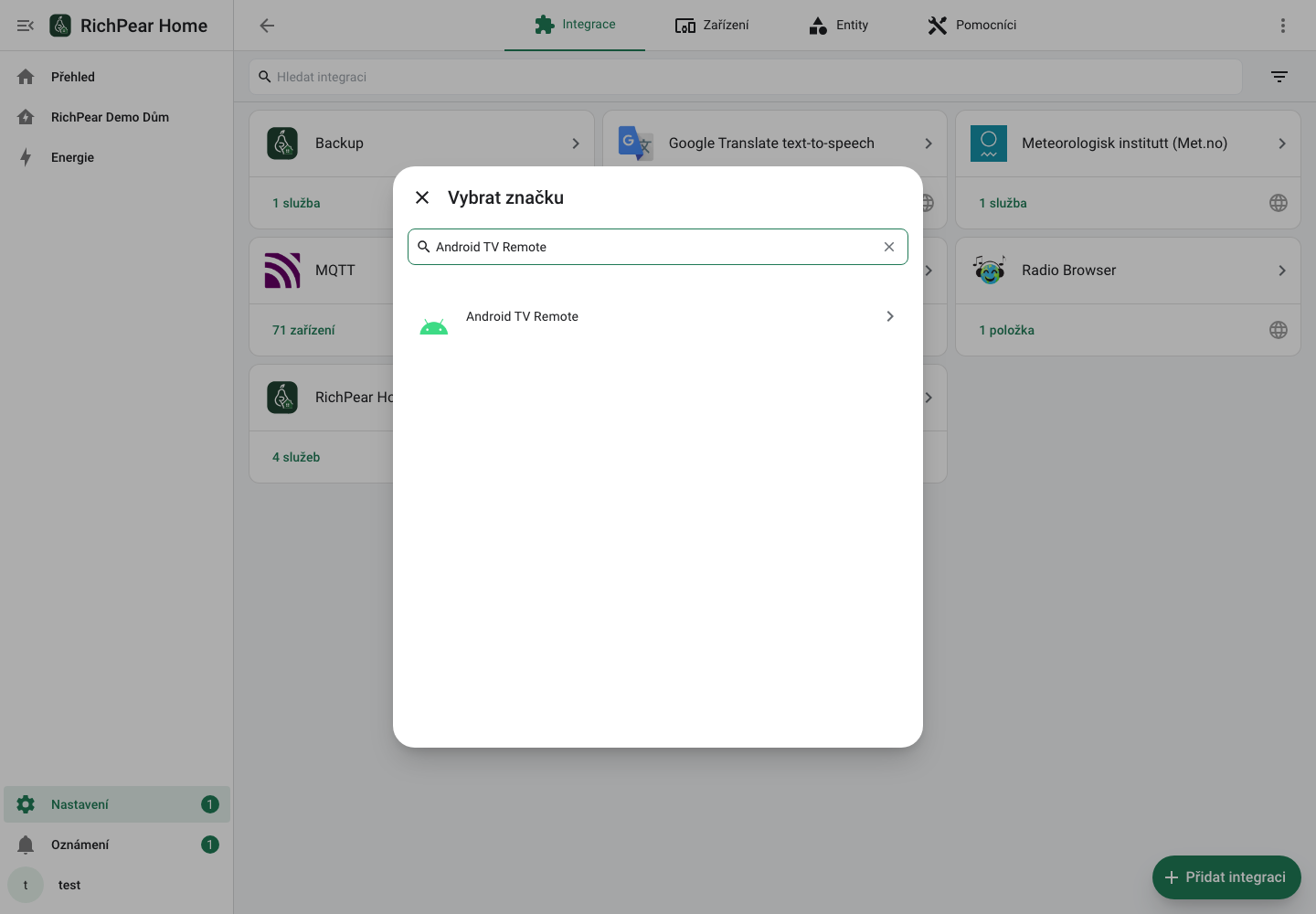 Vyhledání Android TV Remote v českém RichPear Home