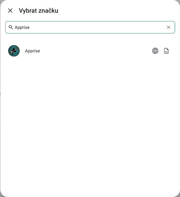 Vyhledání Apprise v českém katalogu integrací.