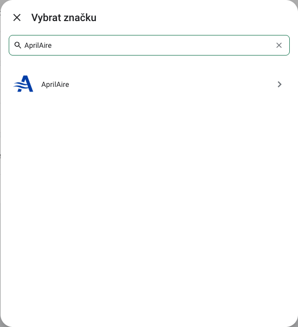 Vyhledání AprilAire v českém katalogu integrací.