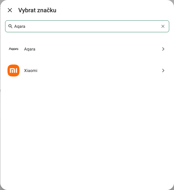 Vyhledání Aqara v českém katalogu integrací.