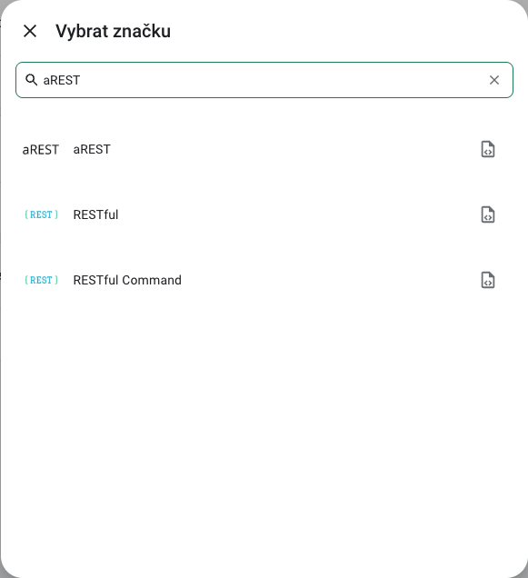 Vyhledání aREST v českém katalogu integrací.