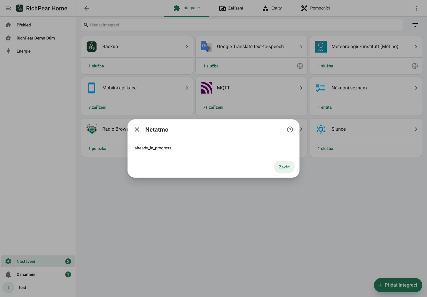 Připojení Bubendorff přes Netatmo v RichPear Home