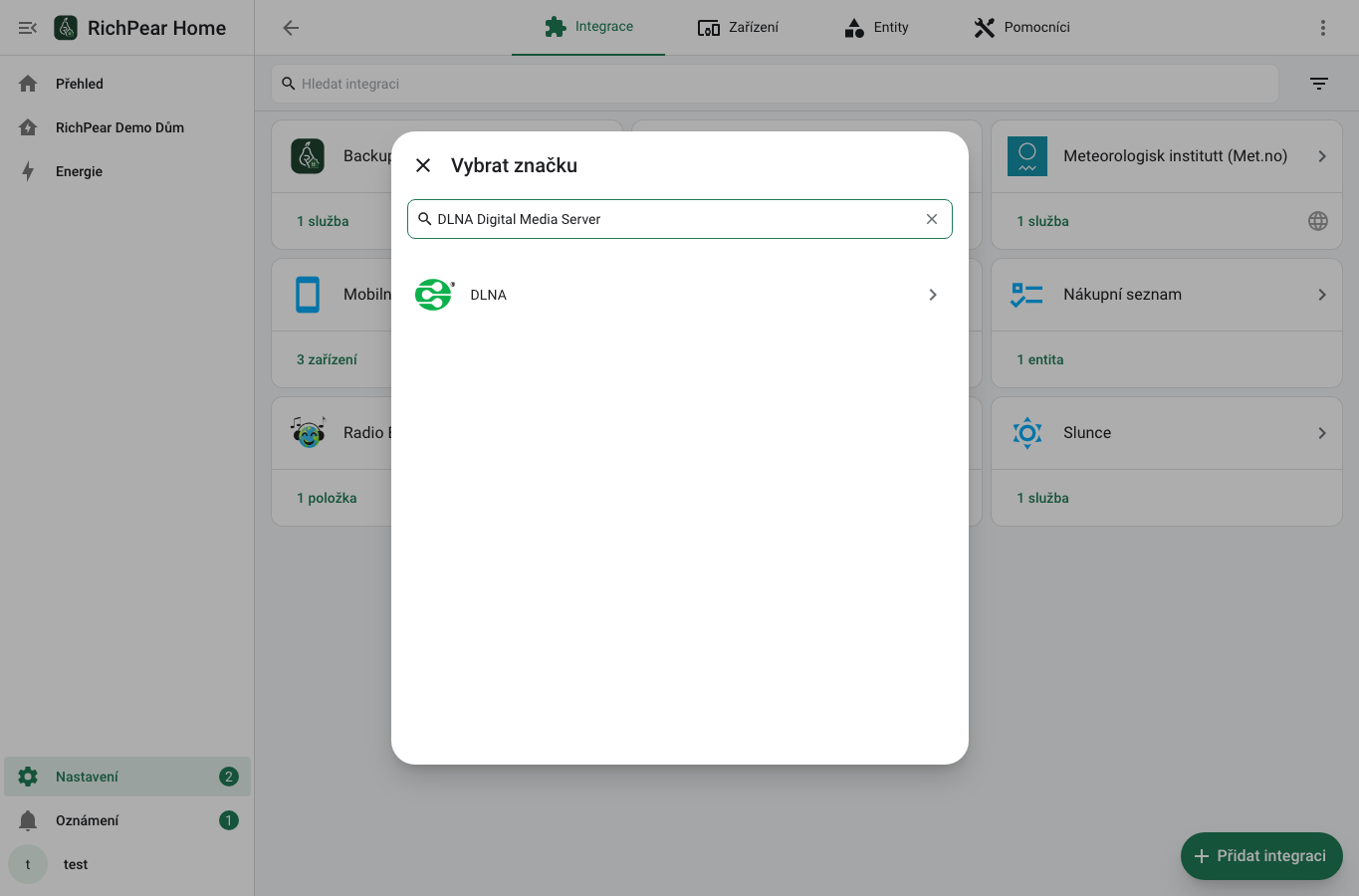 Vyhledání DLNA Digital Media Server v katalogu RichPear Home