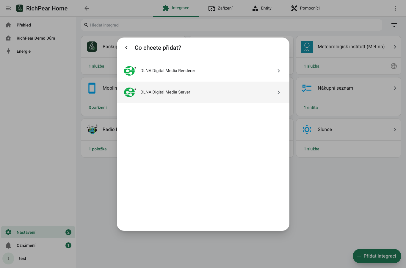 Volba DLNA Digital Media Server v českém RichPear Home