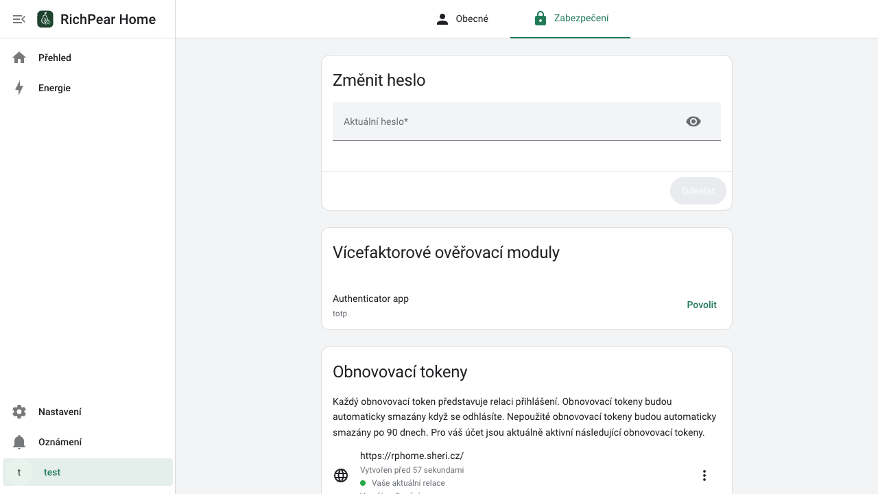 Zabezpečení účtu
