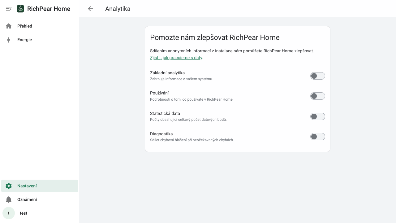 Volby anonymní analytiky v RichPear Home