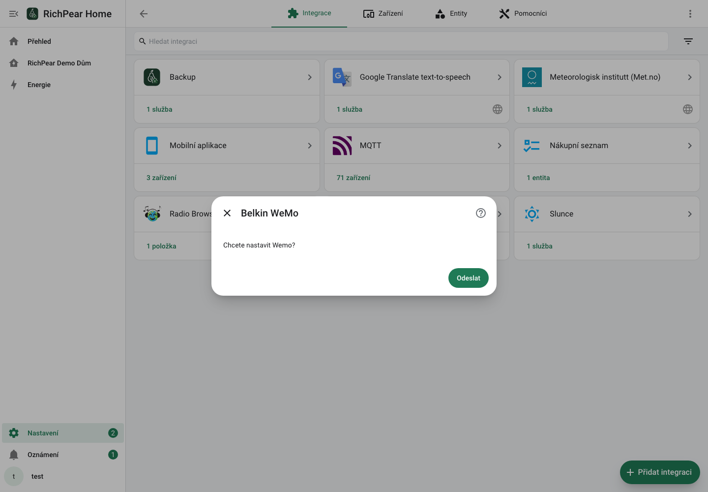 Nastavení Belkin WeMo v RichPear Home